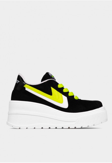 Sonic black suede with yellow fluor details