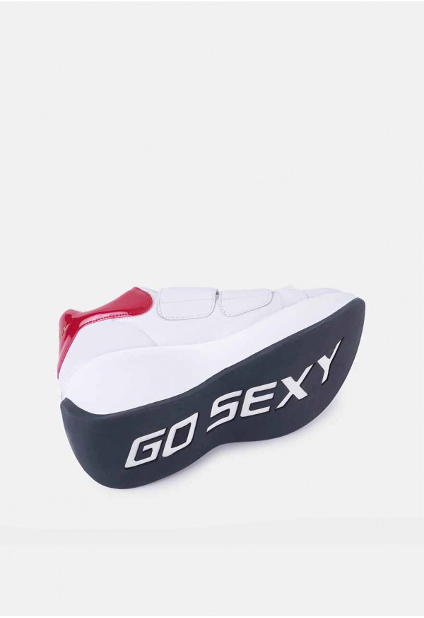 Go Sexy Issey white leather red heel